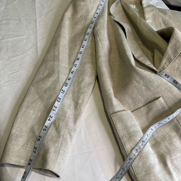 Vintage Talbots 100% Linen Tan Blazer Womens 14 Pockets Preppy Minimalist Career - Picture 8 of 9